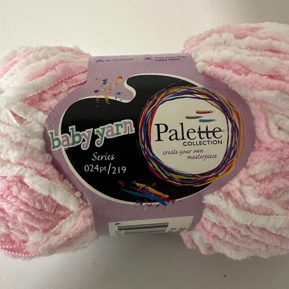 Palette Collection Baby Yarn Powder Puff Pink White Polyester 109 Yards - Picture 8 of 8